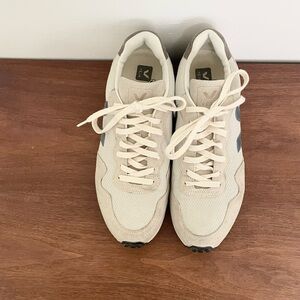 Veja Cream and Gray Athletic Shoes